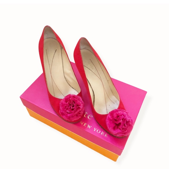 kate spade Shoes - Kate spade satin red flower shoes size 7.5